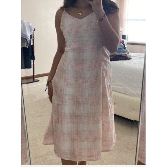 New Old Navy Red White Plaid Sleeveless Spaghetti Straps Dress Size Large Summer - Picture 1 of 9